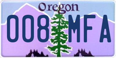 OR license plate 008MFA