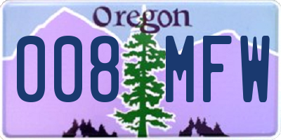 OR license plate 008MFW