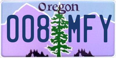 OR license plate 008MFY