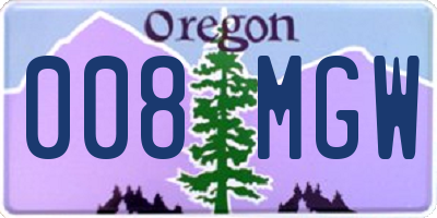 OR license plate 008MGW