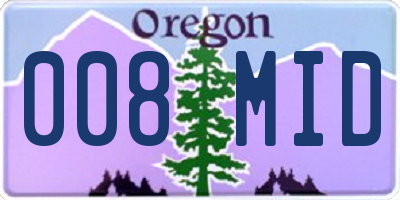 OR license plate 008MID