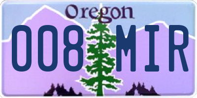 OR license plate 008MIR