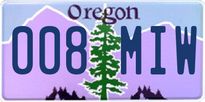 OR license plate 008MIW