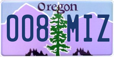 OR license plate 008MIZ
