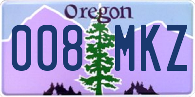 OR license plate 008MKZ