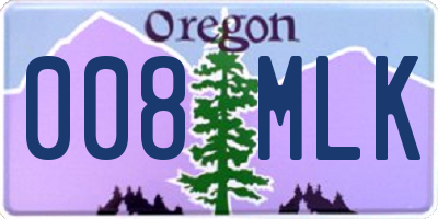 OR license plate 008MLK
