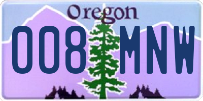 OR license plate 008MNW