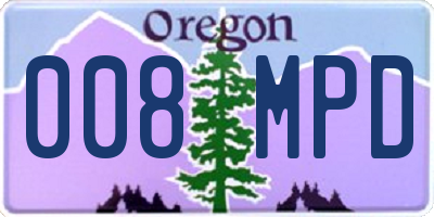 OR license plate 008MPD