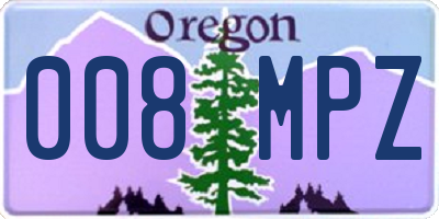 OR license plate 008MPZ