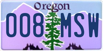 OR license plate 008MSW