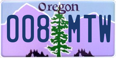 OR license plate 008MTW