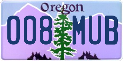 OR license plate 008MUB