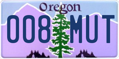 OR license plate 008MUT
