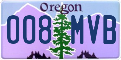 OR license plate 008MVB