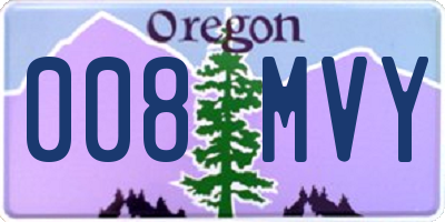 OR license plate 008MVY