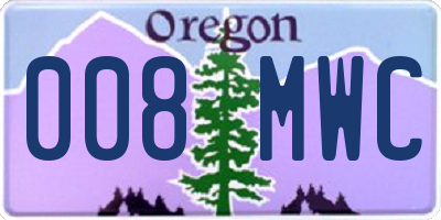 OR license plate 008MWC