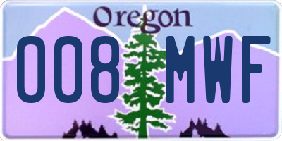 OR license plate 008MWF
