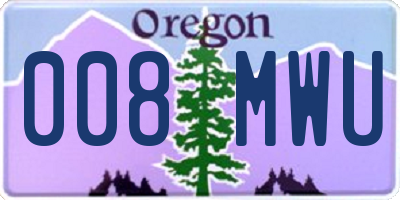OR license plate 008MWU