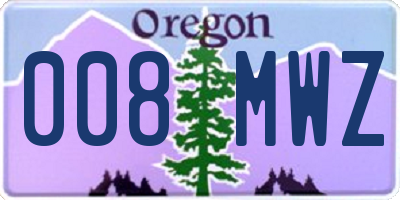 OR license plate 008MWZ