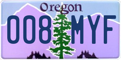 OR license plate 008MYF
