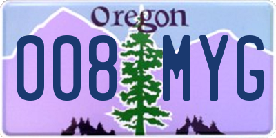 OR license plate 008MYG