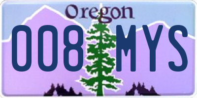 OR license plate 008MYS