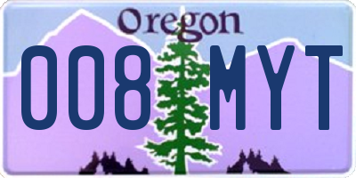 OR license plate 008MYT