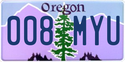 OR license plate 008MYU