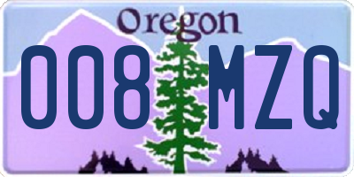 OR license plate 008MZQ