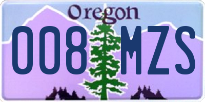 OR license plate 008MZS