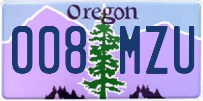 OR license plate 008MZU