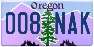 OR license plate 008NAK