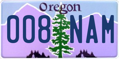 OR license plate 008NAM
