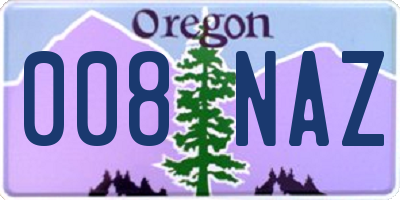 OR license plate 008NAZ