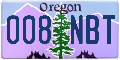 OR license plate 008NBT