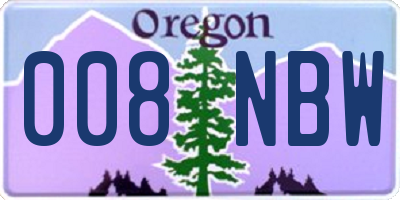 OR license plate 008NBW