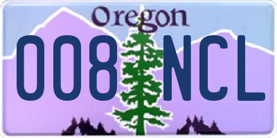 OR license plate 008NCL