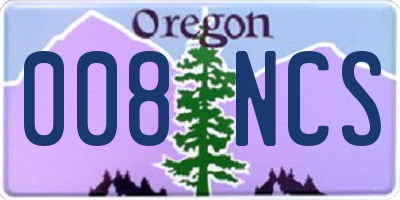 OR license plate 008NCS