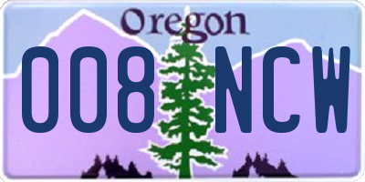 OR license plate 008NCW