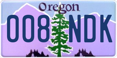 OR license plate 008NDK
