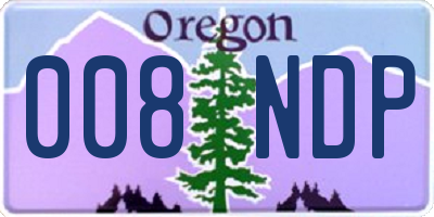 OR license plate 008NDP