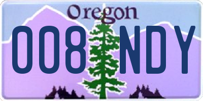 OR license plate 008NDY