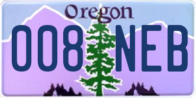 OR license plate 008NEB