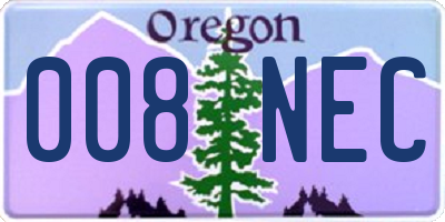 OR license plate 008NEC
