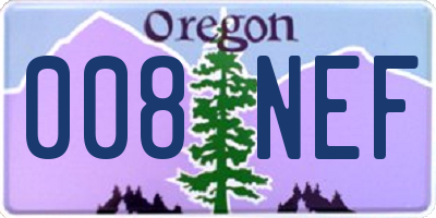 OR license plate 008NEF