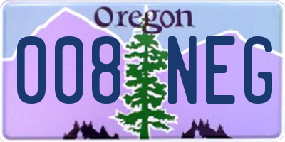 OR license plate 008NEG