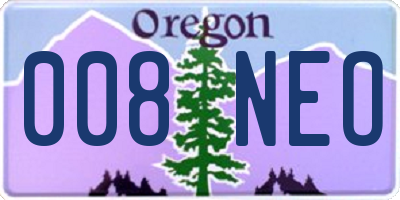 OR license plate 008NEO