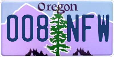 OR license plate 008NFW
