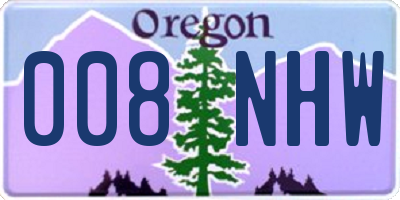 OR license plate 008NHW