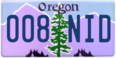 OR license plate 008NID
